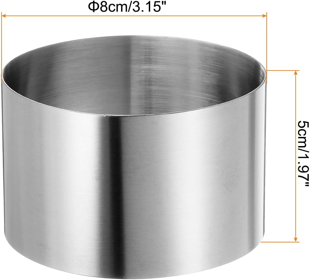 HARFINGTON Round Cake Ring 3.14 x 2 Inch Seamless Stainless Steel Pastry Mousse Dessert Ring Mirror Coating for Baking Cooking Making Tool