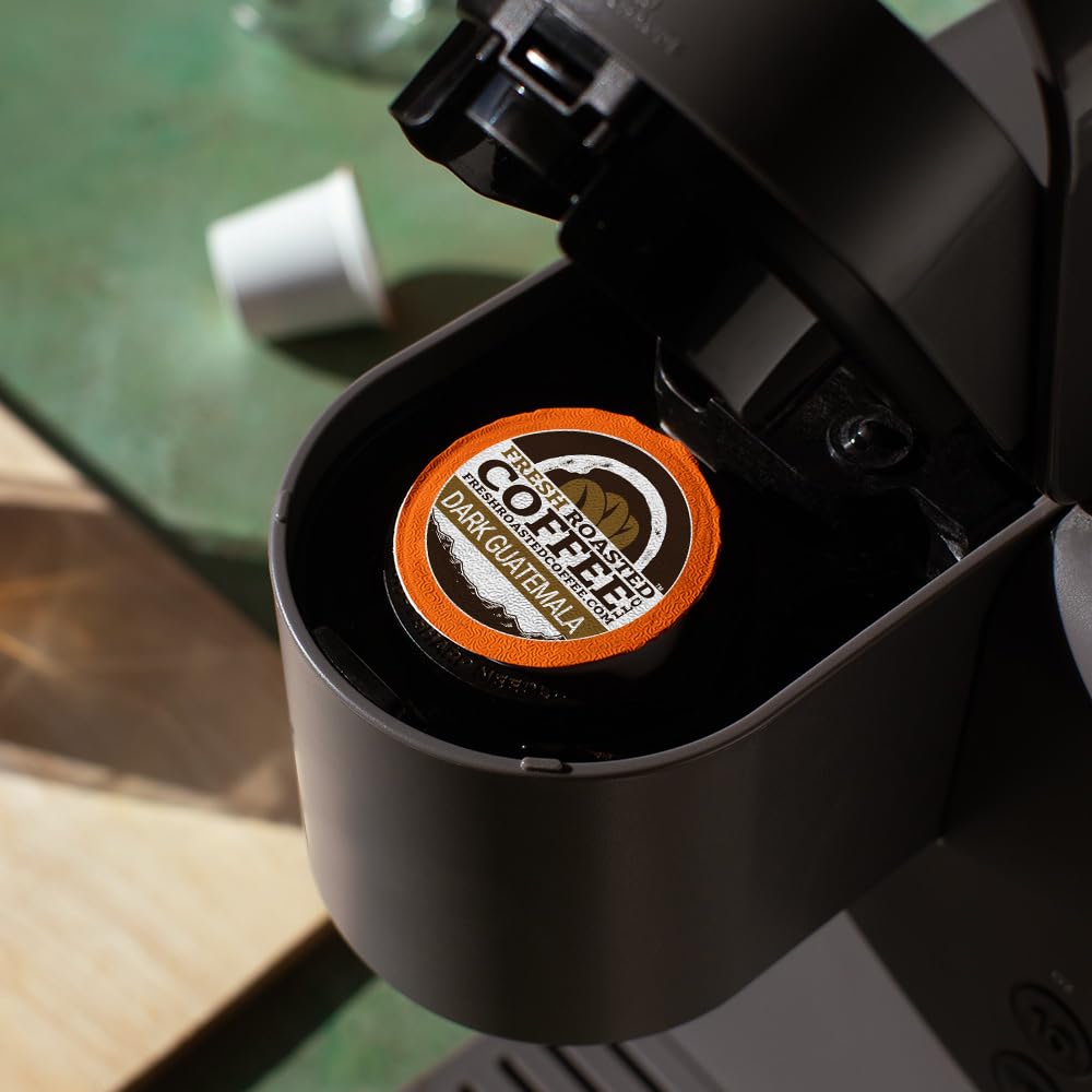 Fresh Roasted Coffee, Dark Guatemala Huehuetenango, Dark Roast, 72 Pods for K Cup Brewers