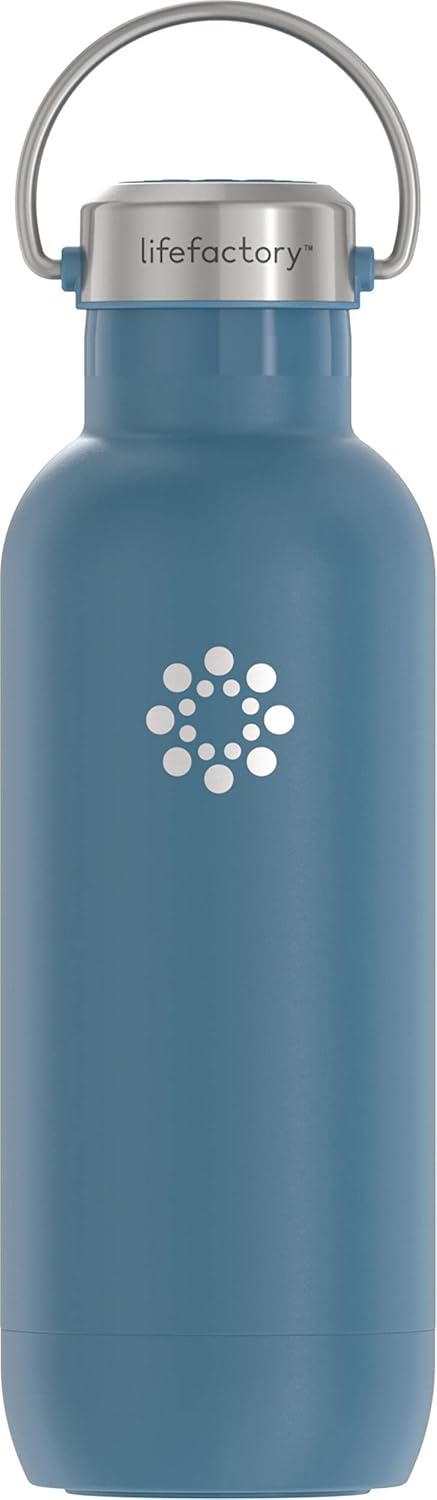 Lifefactory 20-Ounce Stainless Steel Vacuum-Insulated Sport Bottle, Dark Denim