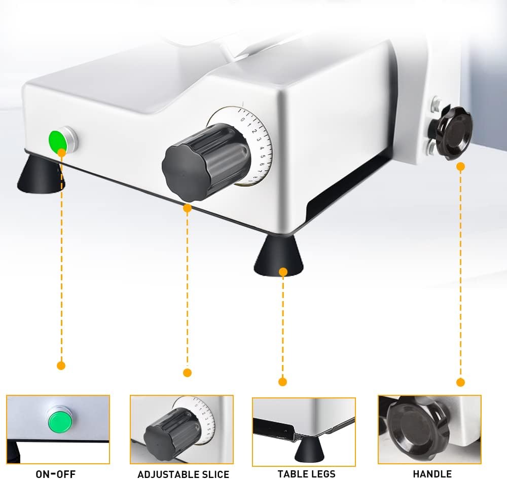 Meat Slicer 340WHome Use and for Commercial 10-inch Electric Food Slicer with Chromium-plated Steel Blade and Built-in Sharpening Stone Easy to Clean Adjustable Thickness Cuts Meat Bread and Cheese