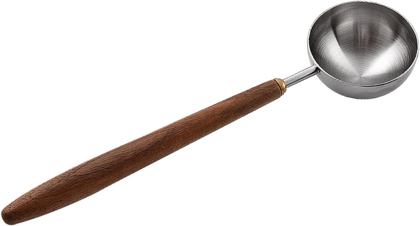 Coffee Spoon - Vintage Walnut Wood Handle, Stainless Steel Coffee Scoop ，Stainless Steel Tea Scoopand Seasoning Spoons (1, Silver, 10g Capacity)