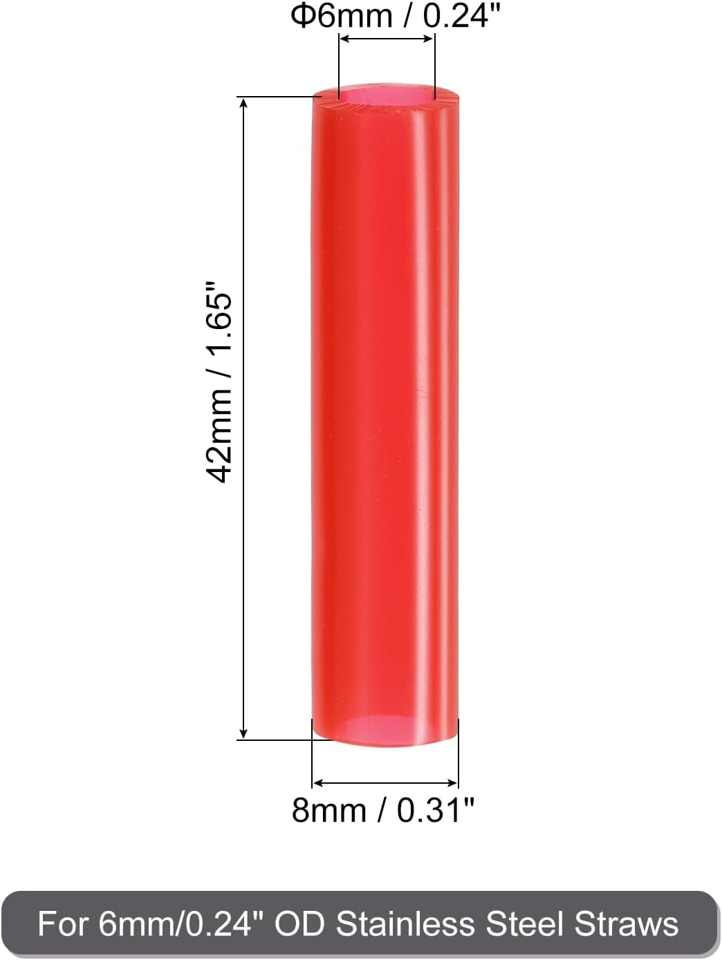 uxcell 20Pcs Silicone Straw Tips, Metal Straw Covers, Soft Reusable Straws Tips Fit for 6mm/0.24" OD Stainless Steel Straws (Red)