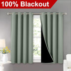NICETOWN Greyish Green 100% Blackout Curtains 45 inches Long, 2 Thick Layers - Image 2