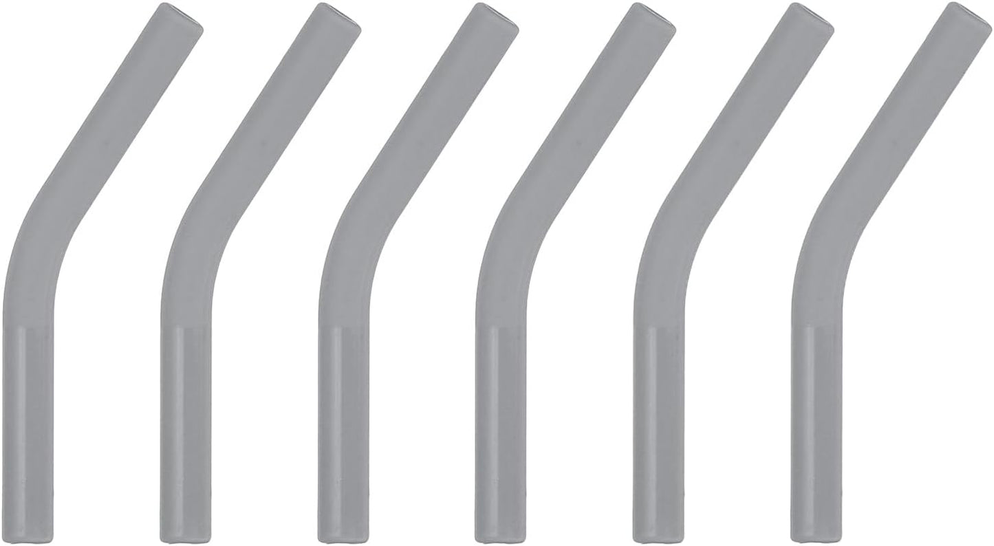 uxcell 6Pcs Silicone Straw Tips, Silicone Straw Elbows Tip, Soft Reusable Metal Straw Covers Fit for 6mm/0.24" OD Stainless Steel Straws, Grey