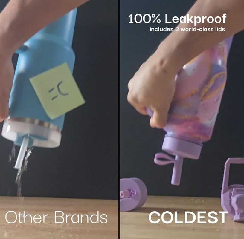 Coldest 40 oz Tumbler with Handle and Straw - 100% Leak Proof Insulated Tumbler with Lid and Straw (3 Lids) - Stainless Steel Tumblers for Women & Men - Cup Holder Friendly Base, 36 oz (Baby Puppy)