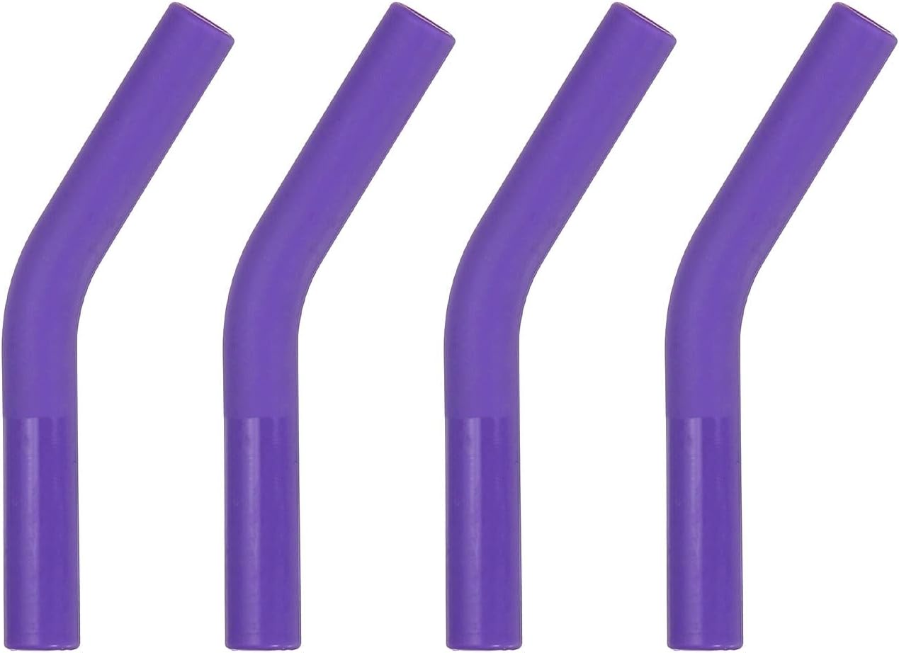 uxcell 4Pcs Silicone Straw Tips, Silicone Straw Elbows Tip, Soft Reusable Metal Straw Covers Fit for 8mm/0.31" OD Stainless Steel Straws, Purple
