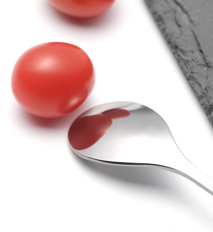 AnSaw 8-Pack Elegant Silver Leaf 4.7" Espresso Spoons - Stainless Steel, Perfect for Coffee, Demitasse, Dessert & Tea, Mini Size for Small Servings