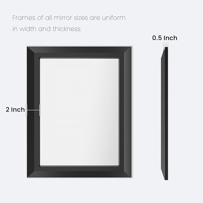 Amorho Black Bathroom Mirror, 24x30 Inch Thick Metal Framed Wall Mirrors - Image 7