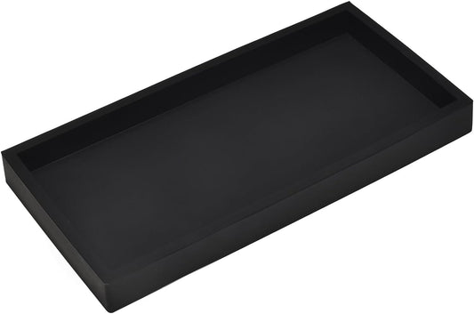 DNC 7.9" Small Silicone Bathroom Counter Tray, Vanity Tray, Kitchen Sink Soap Tray for Dish Holder Dispenser Countertop Toilet Tank Desk Organizer Black
