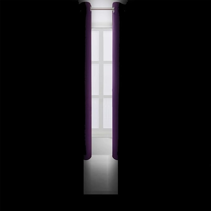 LEMOMO Blackout Curtains 66 x 72 Inch Long Purple Curtains Set of 2 Panels Room - Image 3