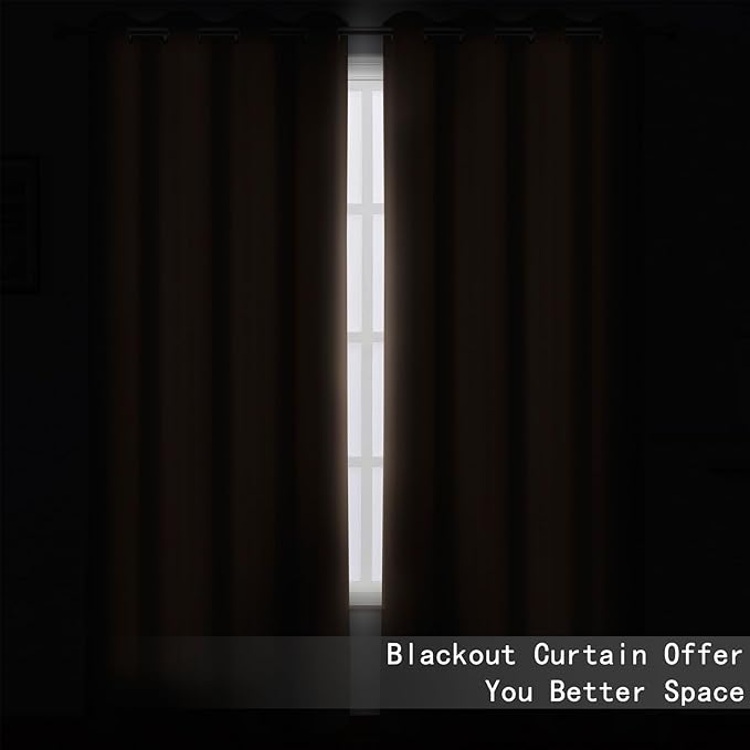 LEMOMO Blackout Curtains 52 x 90 Inch Long Cappuccino Curtains Set of 2 Panels - Image 3