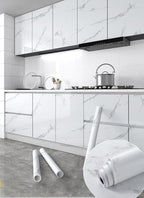 Glossy Marble Paper Granite Gray/White Wallpaper Peel and Stick Wallpaper Self - Image 4