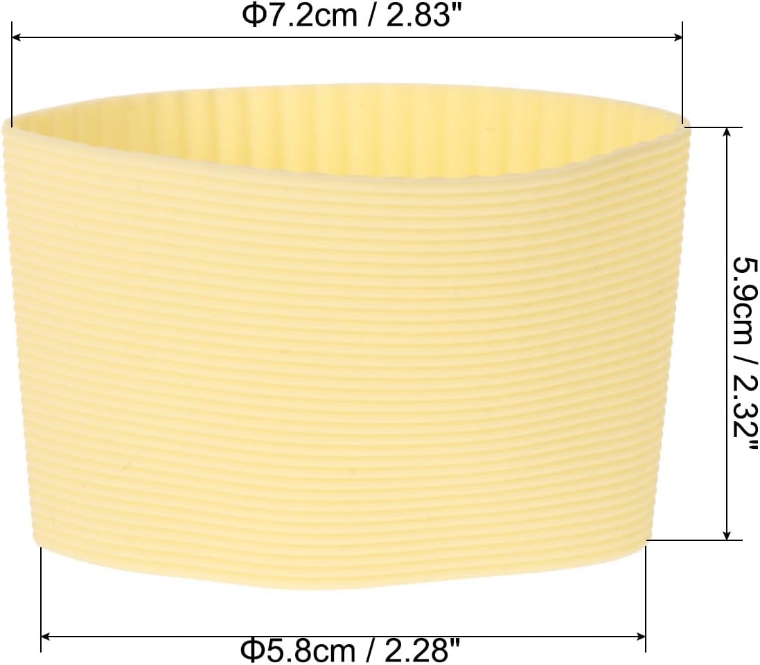 uxcell 3Pcs Coffee Cup Sleeve, Silicone Cup Sleeve Non-slip Glass Water Bottle Mug Sleeves Yellow