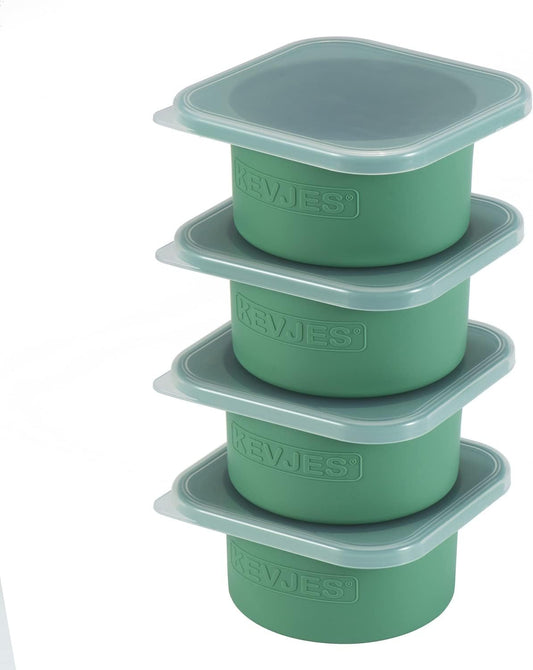 PLUS Large 1000ml Pizza Dough Proofing Boxes for DIY Artisan Pizza, Food Grade Silicone Stackable Containers with Lids, Sturdy Reinforced Steel. Freezer, Fridge, Dishwasher Safe (4Green Plus)