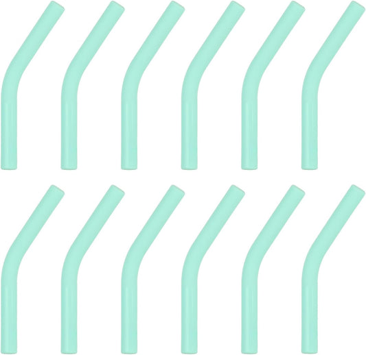 uxcell 12Pcs Silicone Straw Tips, Silicone Straw Elbows Tip, Soft Reusable Metal Straw Covers Fit for 6mm/0.24" OD Stainless Steel Straws, Mint Green