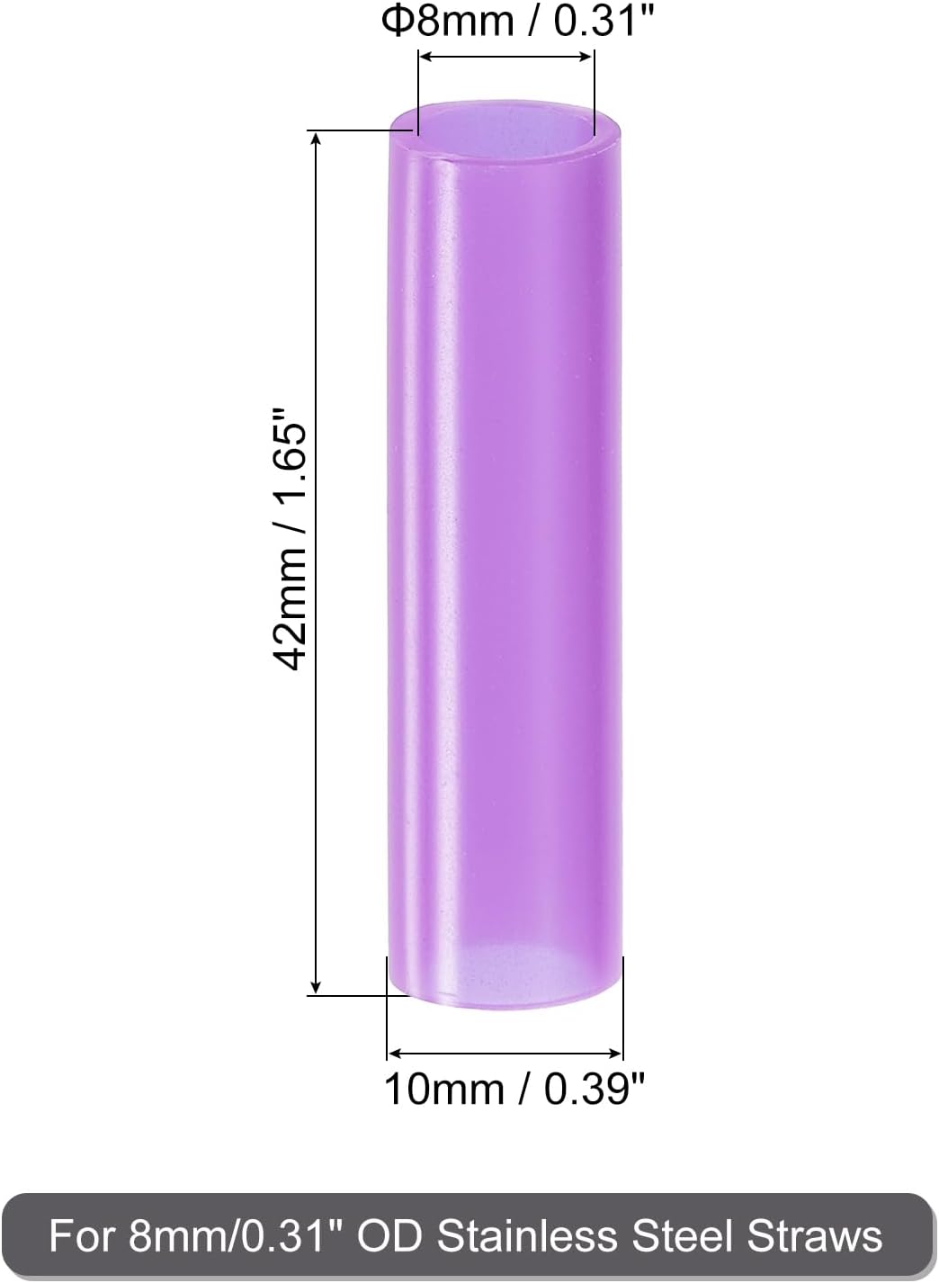 uxcell 20Pcs Silicone Straw Tips, Metal Straw Covers, Soft Reusable Straws Tips Fit for 8mm/0.31" OD Stainless Steel Straws (Purple)