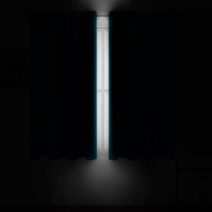 LEMOMO Blackout Curtains 66 x 54 Inch Long Teal Curtains Set of 2 Panels Room - Image 3