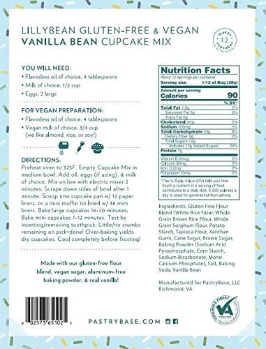 LillyBean Gluten Free Vanilla Bean Cake and Cupcake Mix with No Artificial Colors - Dairy and Soy Free, Vegan - Makes Delicious Desserts - Cakes, Donuts, Cake Pops - 12 oz