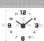 Mintime Modern Frameless DIY Wall Clock Large 3D Wall Watch Mirror Numbers - Image 5