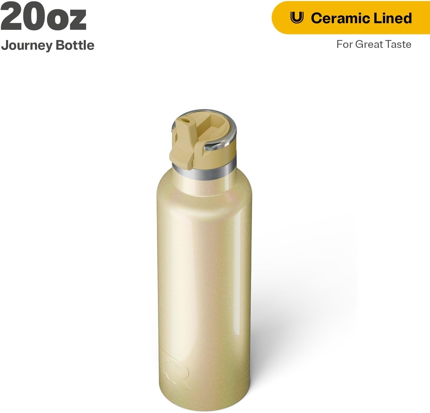 RTIC 20oz Journey Bottle Metal Stainless Steel Vacuum Insulated, BPA Free, Reusable, for Water, Hot and Cold Drinks, Travel, Sports, Camping, Sunlight Glitter
