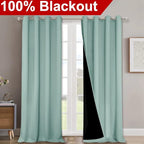 NICETOWN Aqua Blue 100% Blackout Curtain Set, Thermal Insulated & Energy - Image 2