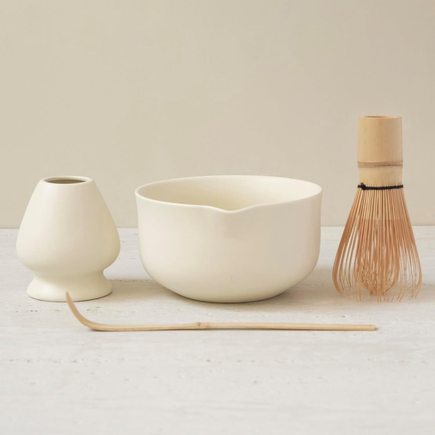 WENSHUO Matcha Kit - Premium Matcha Whisk Set with Traditional Bamboo Tools, Ideal Matcha Tea Set for Home (Crème)