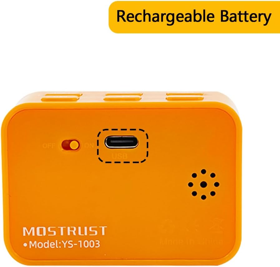 Digital Mini LED Timer, Rechargeable LED Countdown/Up Timer, 3 Pre-Set Memory Time Loud Alarm ON/Off Function, Ideal for Homework, Classroom, Office, Cooking, Students Kids (Orange)