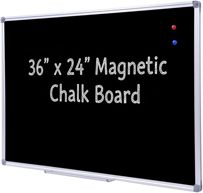 36 x 24 Inch Magnetic Black Chalkboard by DexBoard