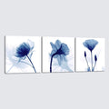 Wieco Art Blue Abstract Flowers 3 Panels Canvas Prints Wall Art Modern Pictures by WiecoArt