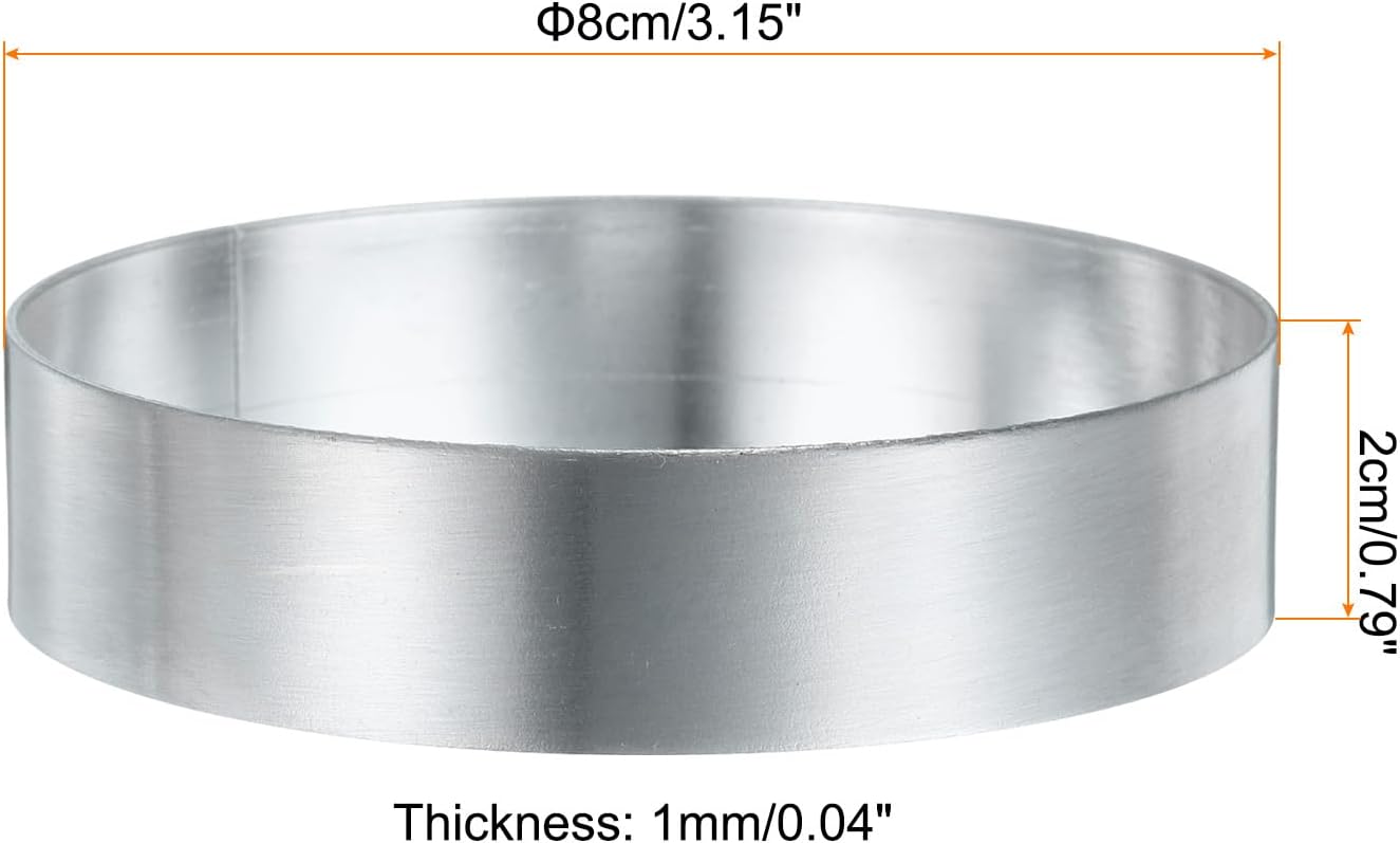 HARFINGTON Round Cake Ring 3.15 x 1 Inch Seamless Stainless Steel Pastry Mousse Dessert Ring Mirror Coating for Baking Cooking English Muffins Crumpet Making Tool