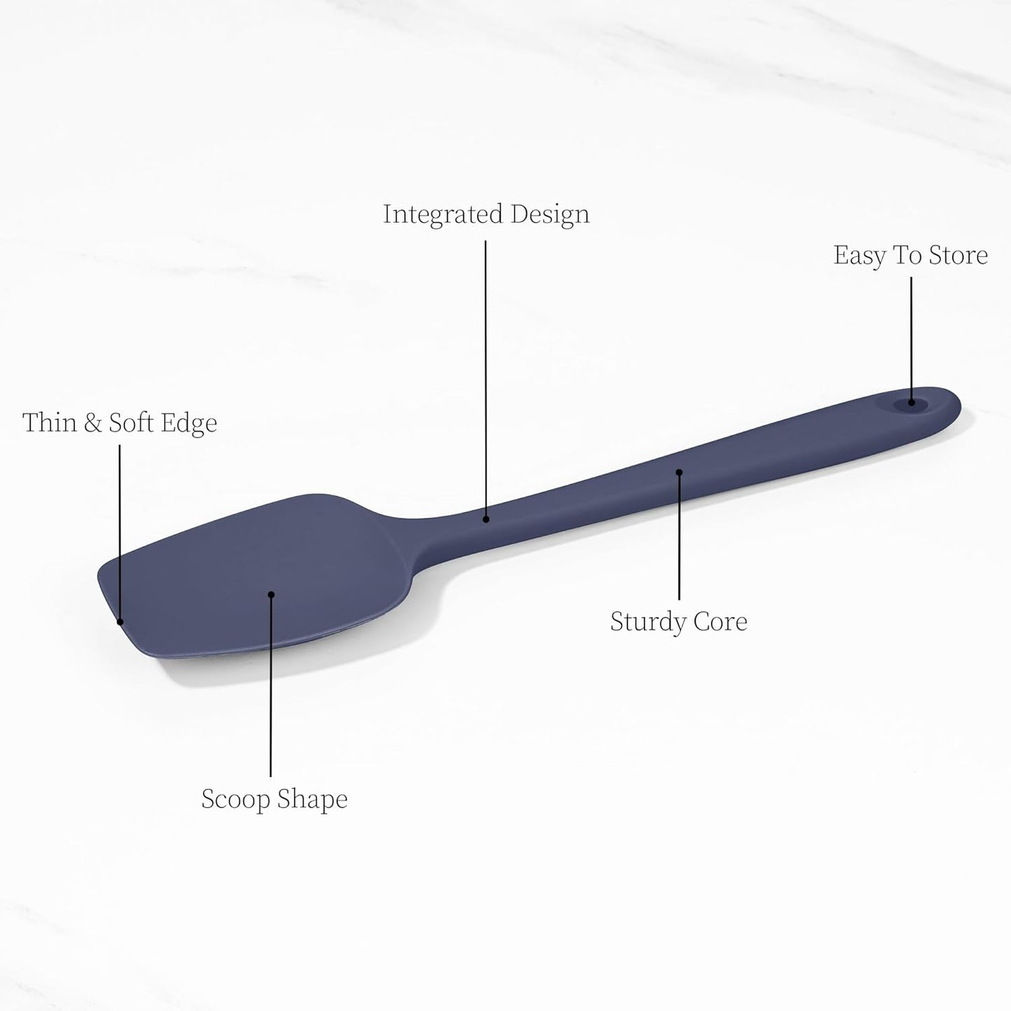 600ºF Heat Resistant Spatula, 11.34 inch High Heat Food Safe Semless Kitchen Silicone Spoon Spoonula Scraper for Cooking Baking Mixing Scraping Stirring Nonstick Cookware Pan (Midnight Blue)