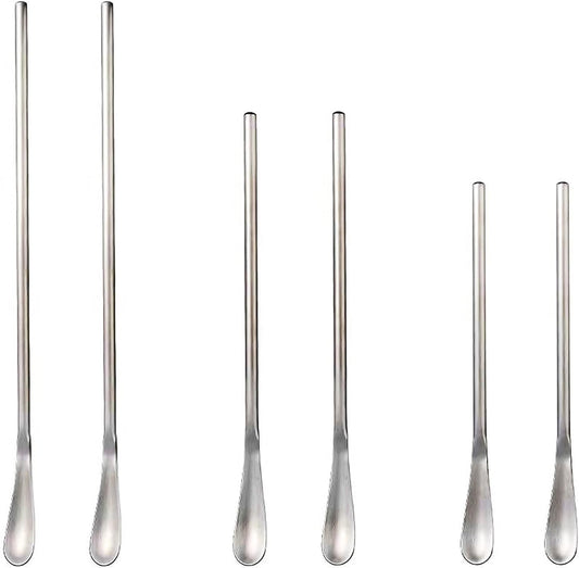 6 Pcs Coffee Stirrers, 3 Sizes Reusable Coffee Stir Sticks (5'', 6.3'', 8.7''), Stainless Steel Stirring Spoons for Espresso & Iced Tea, Silver