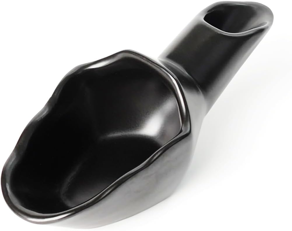 Coffee Bean Measuring Scoop with Funnel Coffee Bean Dosing Cup Ceramic Ground Coffee Spoon For Coffee Tea Sugar Flour (Black)