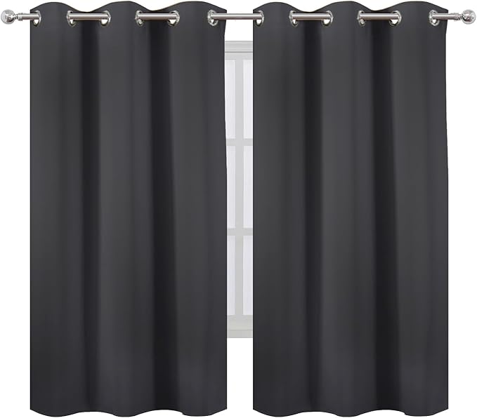 LEMOMO Dark Grey Thermal Blackout Curtains/38 x 63 Inch/Set of 2 Panels Room - Image 2