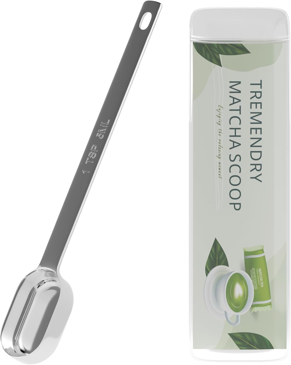 2g (1tsp|5ml) Matcha Scoop, Stainless Steel Slender Measuring Spoon for Matcha Tea Powder