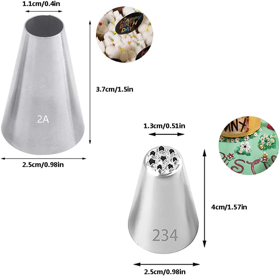 Large Icing Piping Tips Set for Cake Decorating,6 Decorating Tips Stainless Steel Pastry Tips,Flower Frosting Tips Nozzles,#1M 2A 2D 2F 6B 234