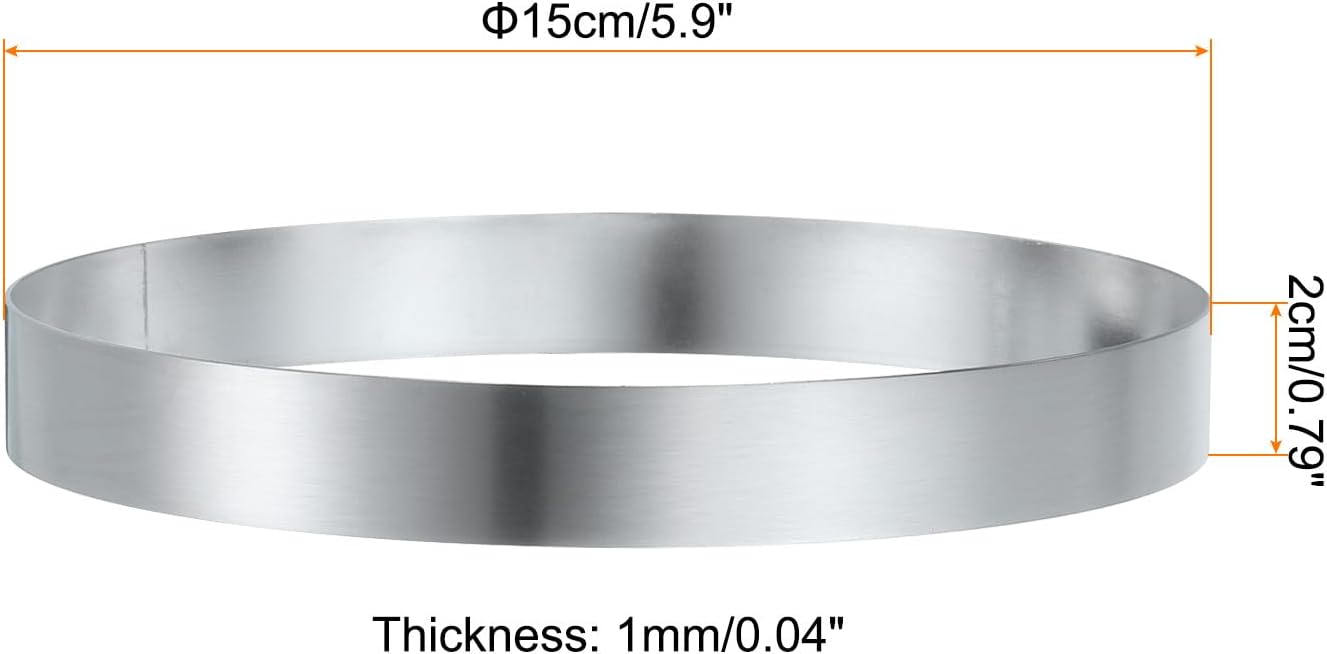 HARFINGTON Round Cake Ring 5.9 x 1 Inch Seamless Stainless Steel Pastry Mousse Dessert Ring Mirror Coating for Baking Cooking English Muffins Crumpet Making Tool