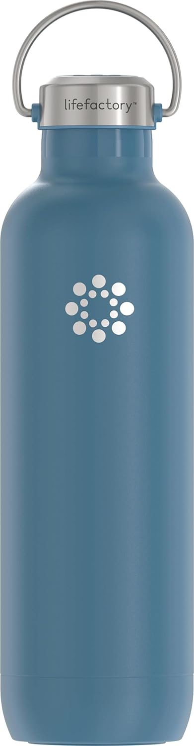 Lifefactory 32-Ounce Stainless Steel Vacuum-Insulated Sport Bottle, Dark Denim