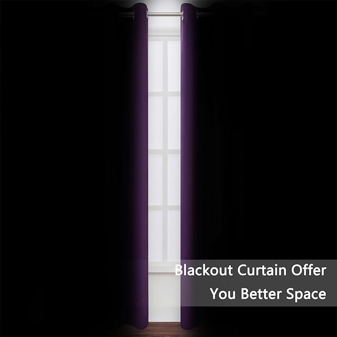 LEMOMO Blackout Curtains 52 x 120 Inch Long Purple Curtains Set of 2 Panels - Image 3