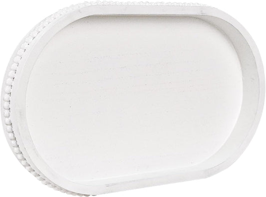 MAONAME Wood Serving Tray, Farmhouse Wooden Tray for Coffee Table, Oval Beaded Trays, White Decorative Trays for Living Room, Kitchen, 15" X 9" X 1.2"