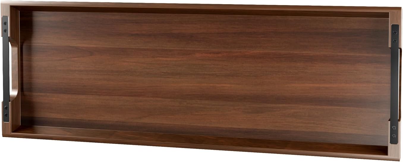 Large Acacia Wood Serving Tray with Metal Handles - 36" Long Charcuterie Board for Cheese, Meat & Appetizers - Perfect for Kitchen Use, Entertaining, BBQ Gatherings & Home Decor Display