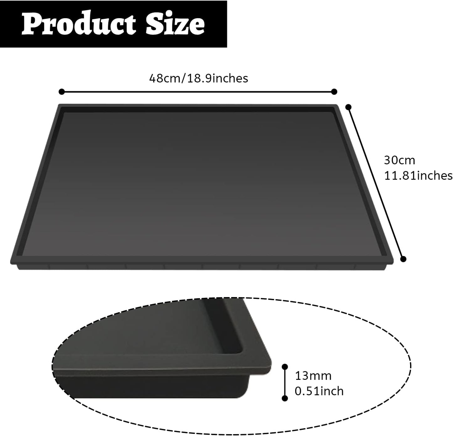 Silicone Mat Under Coffee Machine With Lip Coffee Maker Appliance Automatic Machines Espresso Accessory Black Multifunctional Rubber Base Mat (18.9 x 11.8)