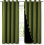 NICETOWN 100% Blackout Curtains 54" Long, Olive Green, 1 Pair, Double-Deck by NICETOWN