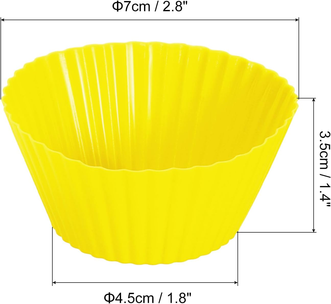 uxcell 18Pcs Silicone Cupcake Liners, Non-Stick Baking Cups, for Cooking Eggs, Baking Muffins and Make a Cake(Yellow)