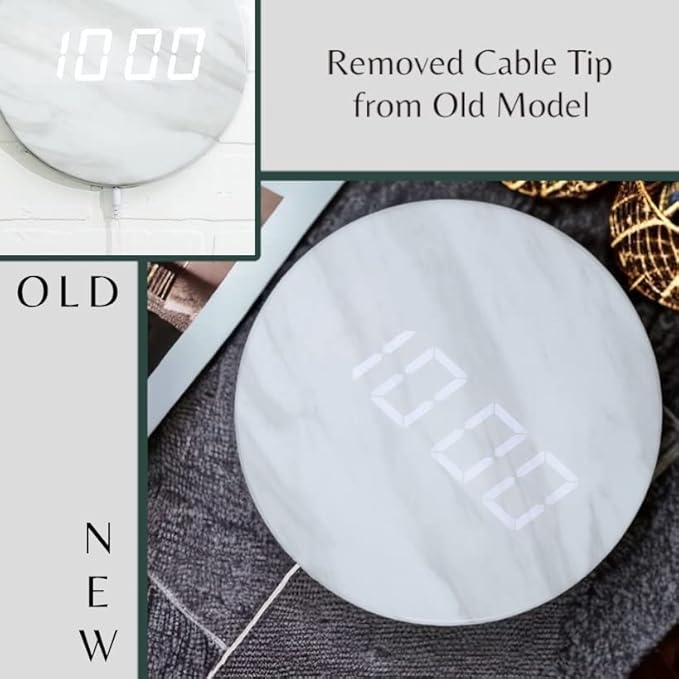 Minimalist LED Digital Wall Clock – USB Powered | Marble Style | 12/24 Hour - Image 5