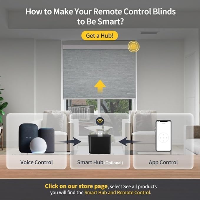 Motorized Blinds with Remote, Grasscloth Fabric Smart Blinds with Valance Cover - Image 6