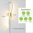 Daunton Modern Plug in Wall Sconce Set of 2, 3CCT Adjustable & Memory Function - Image 7