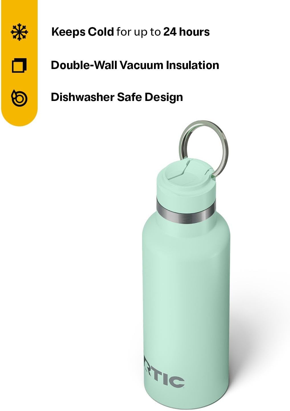 RTIC 16oz Journey Bottle Metal Stainless Steel Vacuum Insulated, BPA Free, Reusable, for Water, Hot and Cold Drinks, Travel, Sports, Camping, Fresh Mint