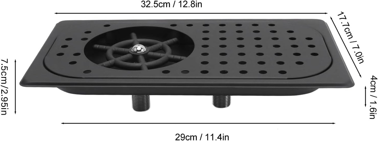 Glass Rinser, Countertop Commercial Pitcher Rinser, High Pressure Cup Washer, Stainless Steel Cup Washer with Drain Drip Tray Hose for Home Kitchen, Restaurant, Bar, Coffee (Black)