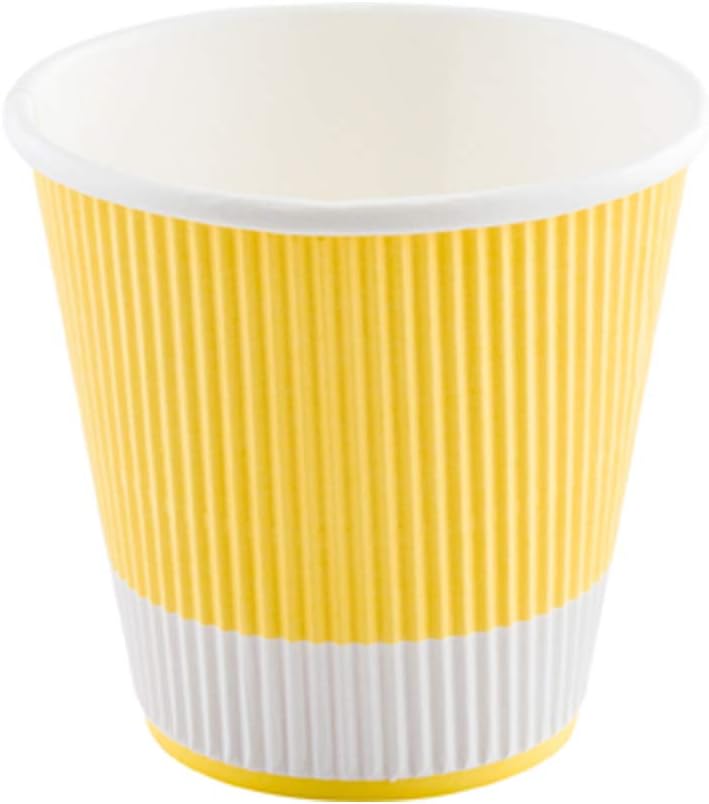 Restaurantware 8 Ounce Double Wall Disposable Coffee Cups, 500 Insulated Light Yellow Paper Tumblers with Ripple Wall Design, Lids Sold Separately for Hot Drinks like Tea, Coffee and More